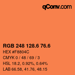カラーコード: RGB 248 128.6 76.6 | qconv.com