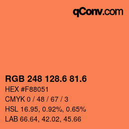 カラーコード: RGB 248 128.6 81.6 | qconv.com