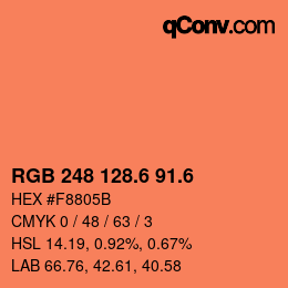 カラーコード: RGB 248 128.6 91.6 | qconv.com