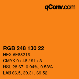 Color code: RGB 248 130 22 | qconv.com