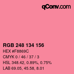 Color code: RGB 248 134 156 | qconv.com