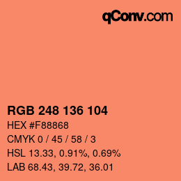 カラーコード: RGB 248 136 104 | qconv.com