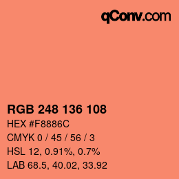 Color code: RGB 248 136 108 | qconv.com