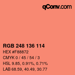Color code: RGB 248 136 114 | qconv.com