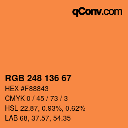 Color code: RGB 248 136 67 | qconv.com