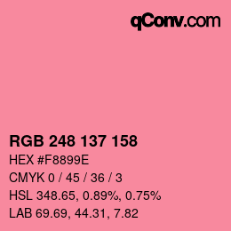 カラーコード: RGB 248 137 158 | qconv.com