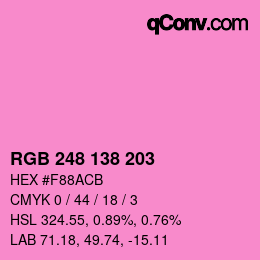 カラーコード: RGB 248 138 203 | qconv.com