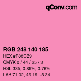 カラーコード: RGB 248 140 185 | qconv.com