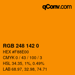 Color code: RGB 248 142 0 | qconv.com