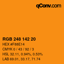 Color code: RGB 248 142 20 | qconv.com