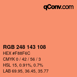 カラーコード: RGB 248 143 108 | qconv.com