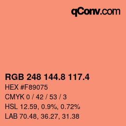 カラーコード: RGB 248 144.8 117.4 | qconv.com