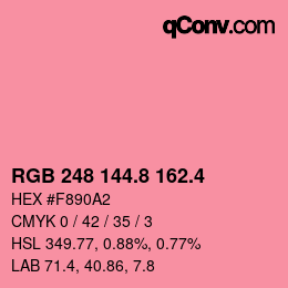 カラーコード: RGB 248 144.8 162.4 | qconv.com