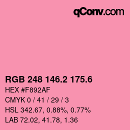 カラーコード: RGB 248 146.2 175.6 | qconv.com
