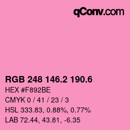カラーコード: RGB 248 146.2 190.6 | qconv.com