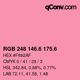 カラーコード: RGB 248 146.6 175.6 | qconv.com