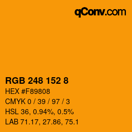 カラーコード: RGB 248 152 8 | qconv.com