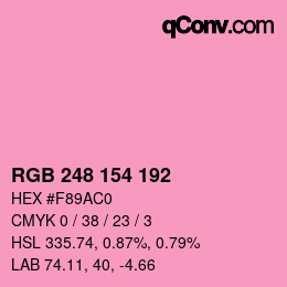 Color code: RGB 248 154 192 | qconv.com