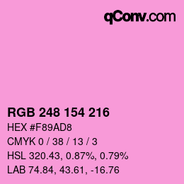 Farbcode: RGB 248 154 216 | qconv.com