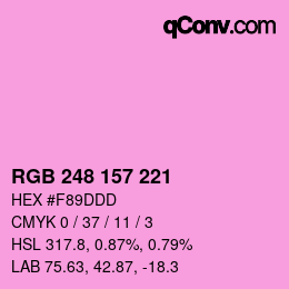 カラーコード: RGB 248 157 221 | qconv.com