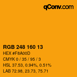 颜色代码: RGB 248 160 13 | qconv.com