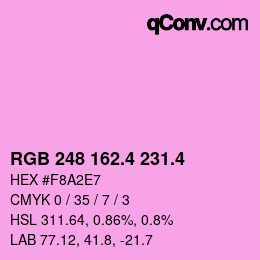 カラーコード: RGB 248 162.4 231.4 | qconv.com