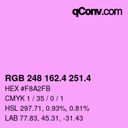 カラーコード: RGB 248 162.4 251.4 | qconv.com