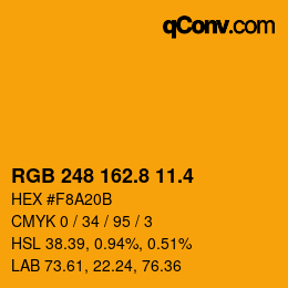 カラーコード: RGB 248 162.8 11.4 | qconv.com