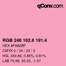 カラーコード: RGB 248 162.8 191.4 | qconv.com