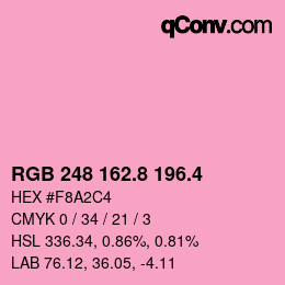カラーコード: RGB 248 162.8 196.4 | qconv.com