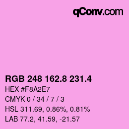 カラーコード: RGB 248 162.8 231.4 | qconv.com