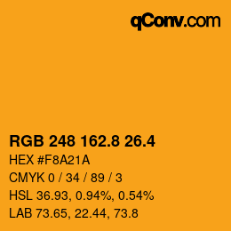 カラーコード: RGB 248 162.8 26.4 | qconv.com