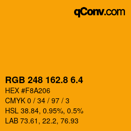 カラーコード: RGB 248 162.8 6.4 | qconv.com