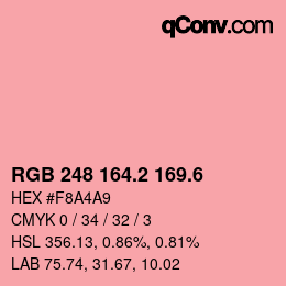 カラーコード: RGB 248 164.2 169.6 | qconv.com