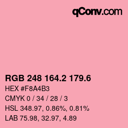 カラーコード: RGB 248 164.2 179.6 | qconv.com