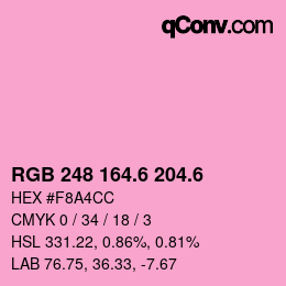 カラーコード: RGB 248 164.6 204.6 | qconv.com