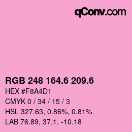 カラーコード: RGB 248 164.6 209.6 | qconv.com