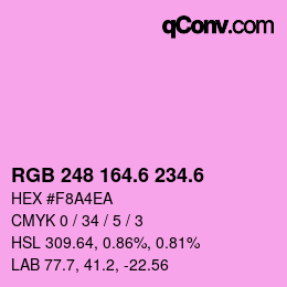 カラーコード: RGB 248 164.6 234.6 | qconv.com