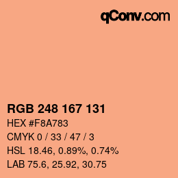 Color code: RGB 248 167 131 | qconv.com