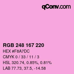 Color code: RGB 248 167 220 | qconv.com