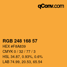 Color code: RGB 248 168 57 | qconv.com