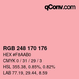 颜色代码: RGB 248 170 176 | qconv.com