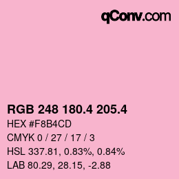 カラーコード: RGB 248 180.4 205.4 | qconv.com