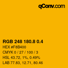 カラーコード: RGB 248 180.8 0.4 | qconv.com