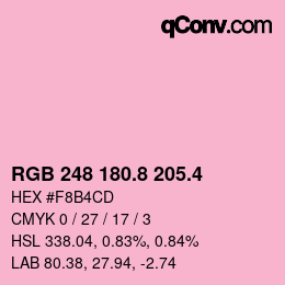 カラーコード: RGB 248 180.8 205.4 | qconv.com