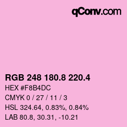 カラーコード: RGB 248 180.8 220.4 | qconv.com