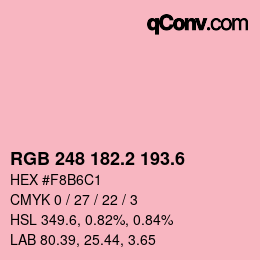 カラーコード: RGB 248 182.2 193.6 | qconv.com