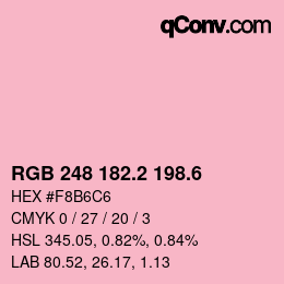 カラーコード: RGB 248 182.2 198.6 | qconv.com