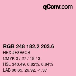 カラーコード: RGB 248 182.2 203.6 | qconv.com
