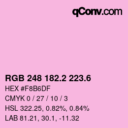 カラーコード: RGB 248 182.2 223.6 | qconv.com